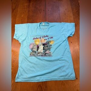 Vintage Celebration 4 July 1986 Statue Of Liberty Men’s Shirt Fishing Blue XL